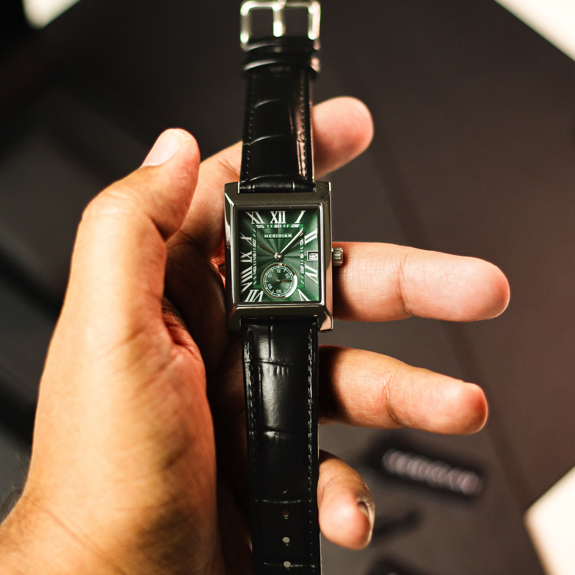 Heritage // Silver & Green Leather
