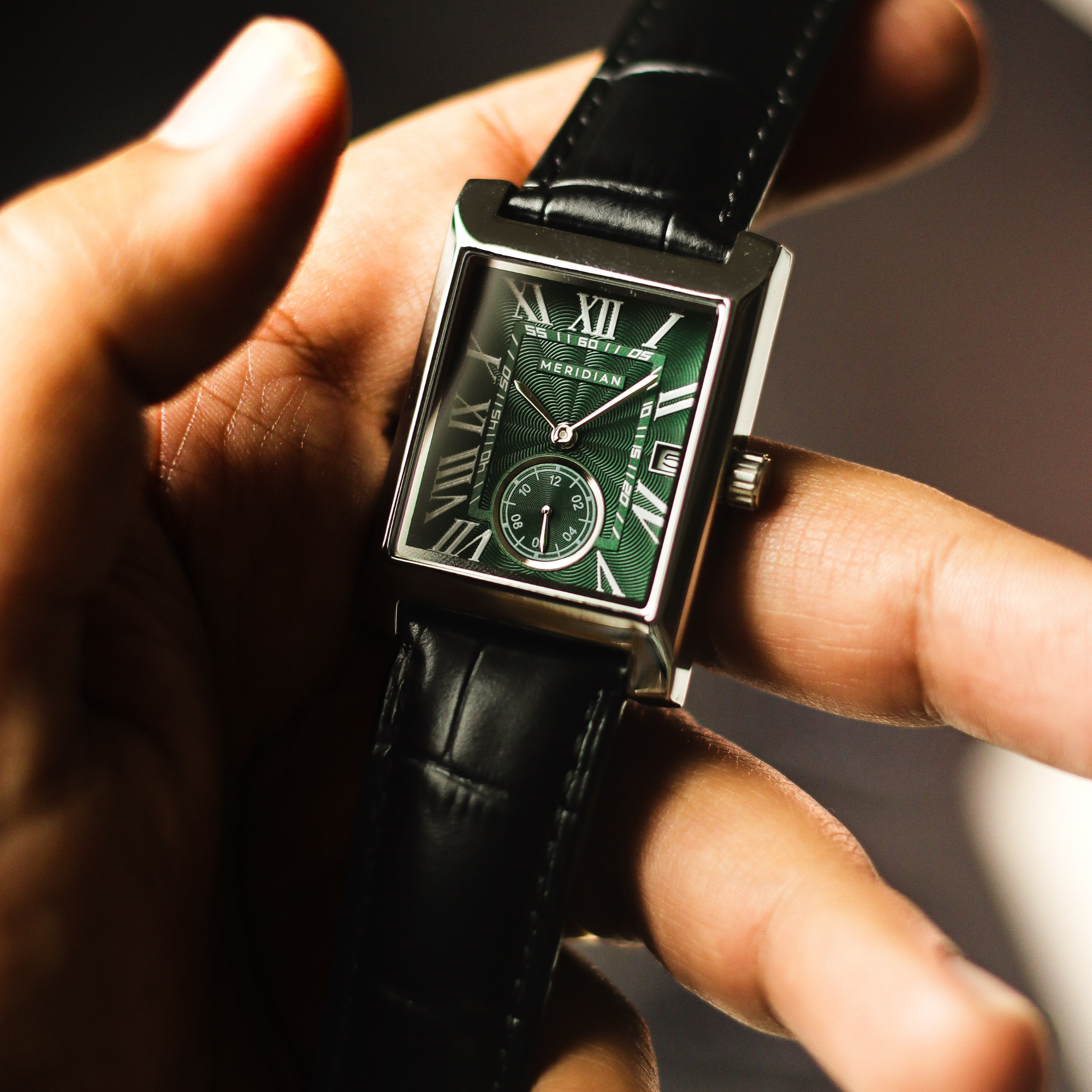 Heritage // Silver & Green Leather