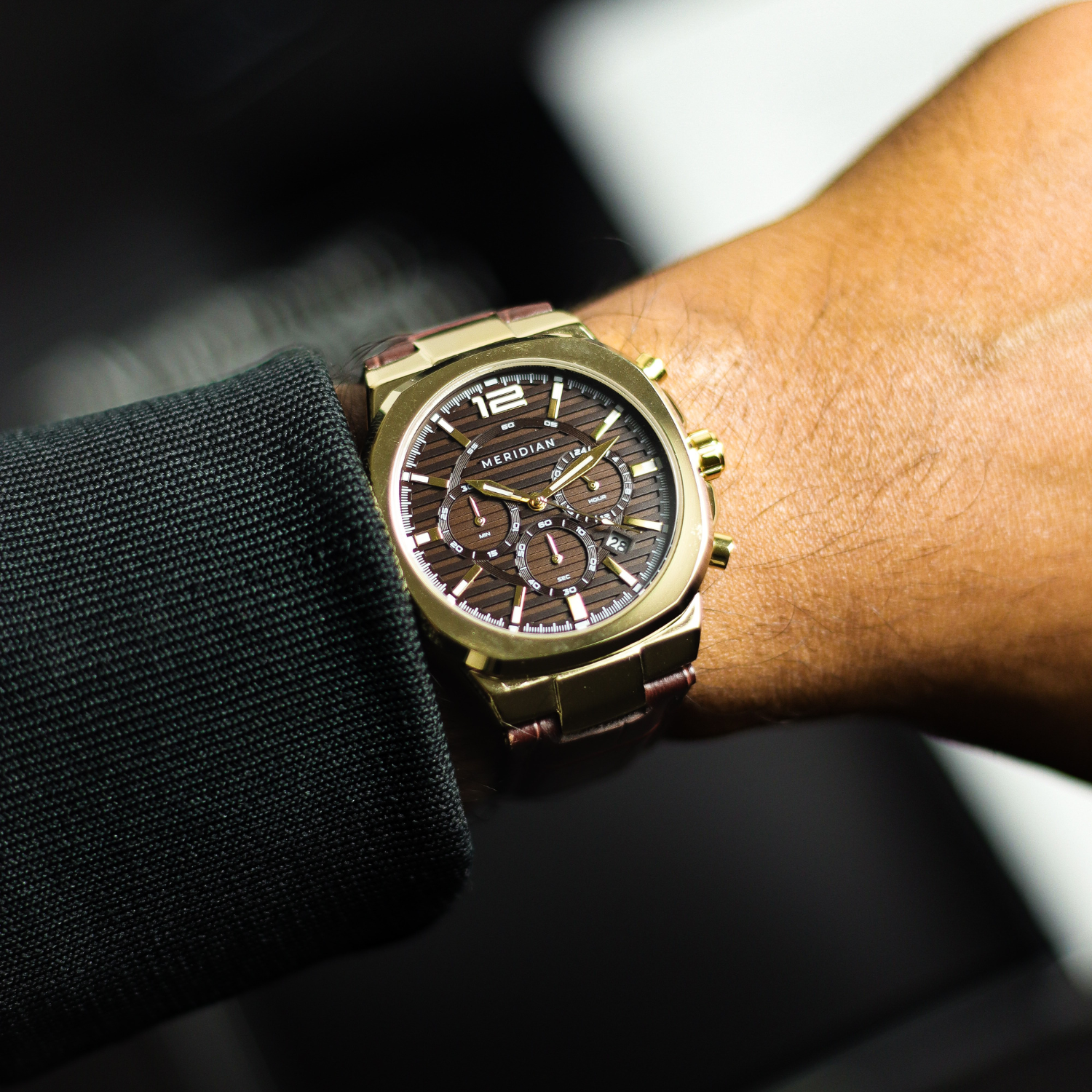 Prestige Chronograph // Gold & Brown Leather