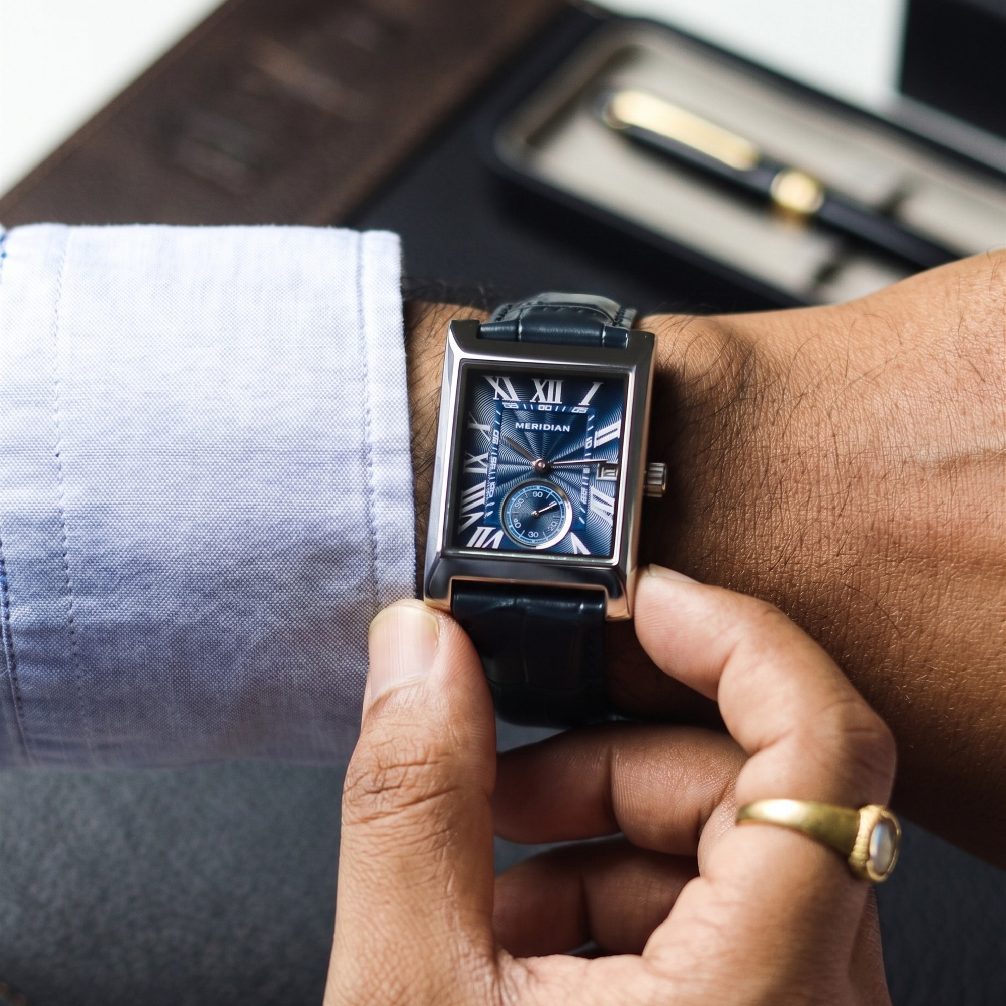 Heritage // Silver & Blue Leather