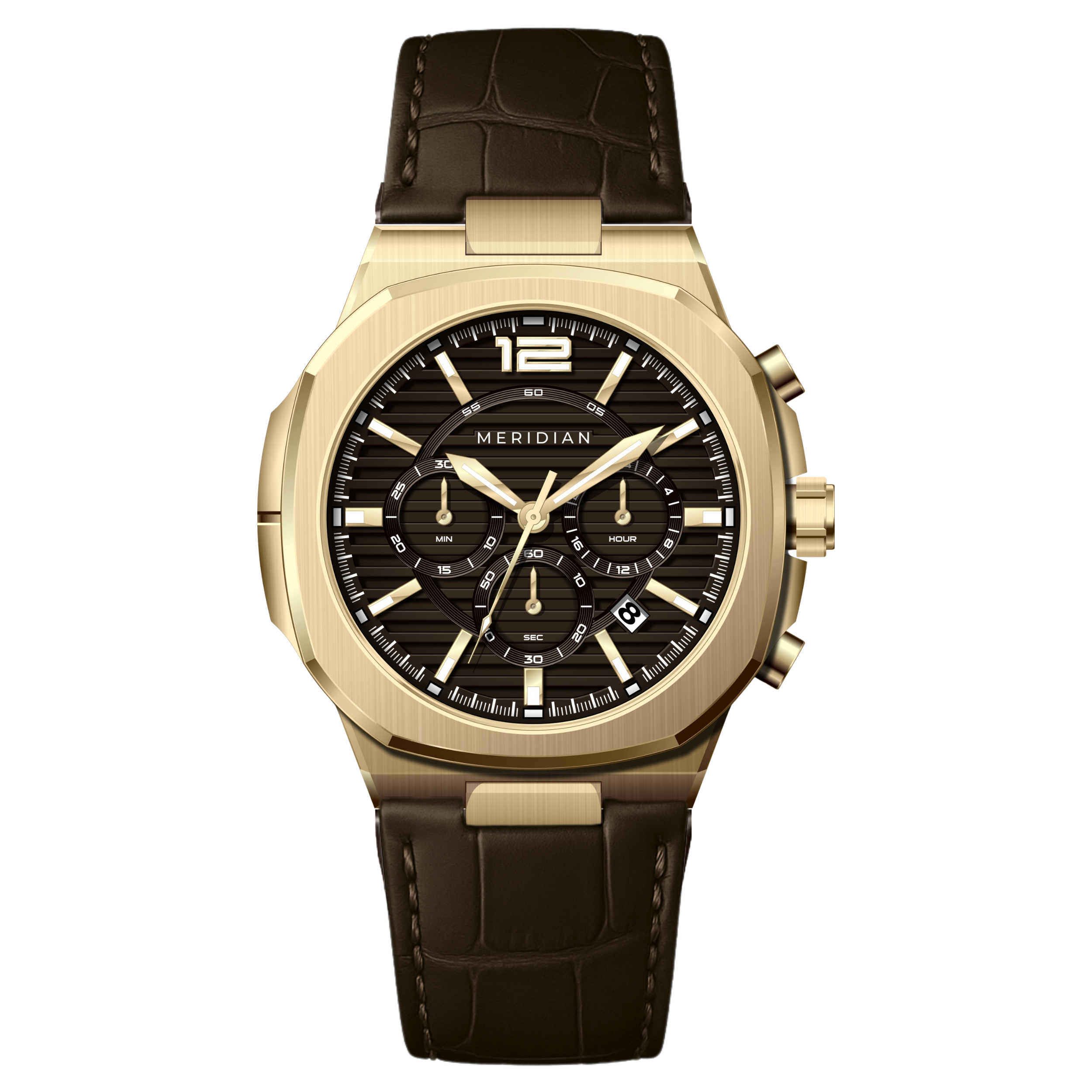 Prestige Chronograph // Gold & Brown Leather