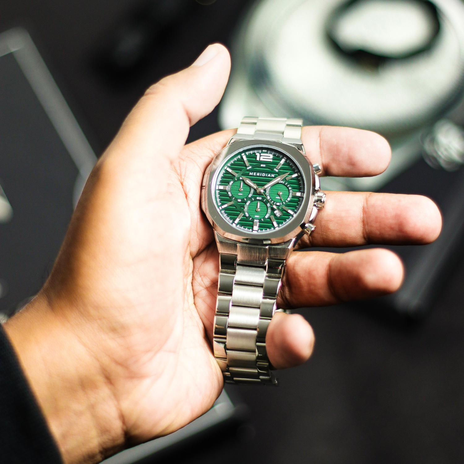 Prestige Chronograph // Silver & Green