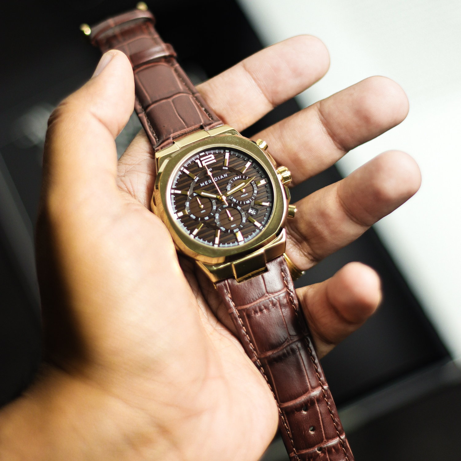 Prestige Chronograph // Gold & Brown Leather