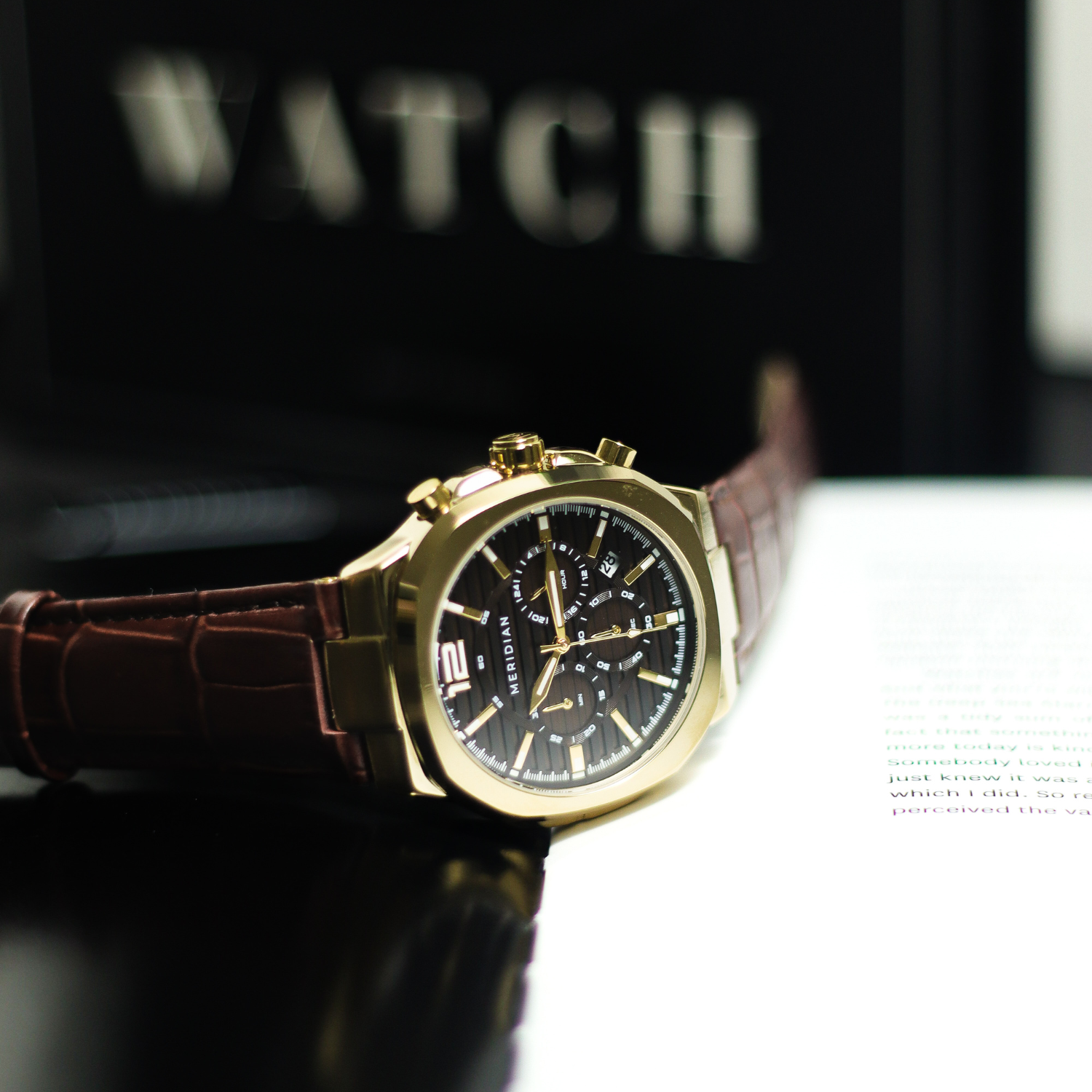 Prestige Chronograph // Gold & Brown Leather