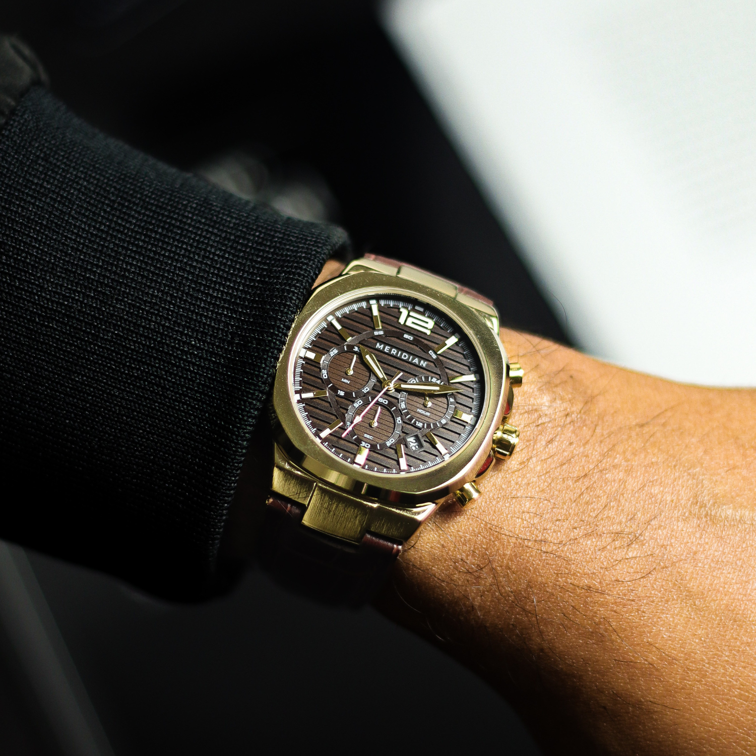Prestige Chronograph // Gold & Brown Leather